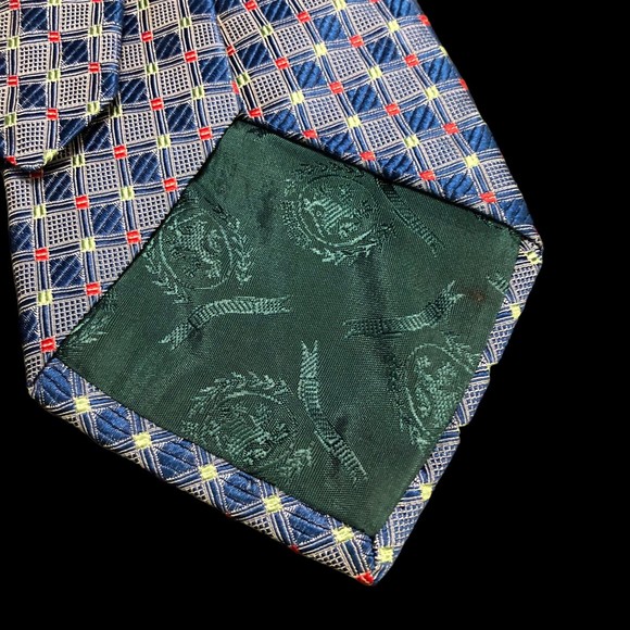 Tommy Hilfiger Extra Long 100% Silk Necktie, Blue w/Red & Green Accents USA Made - Picture 4 of 8